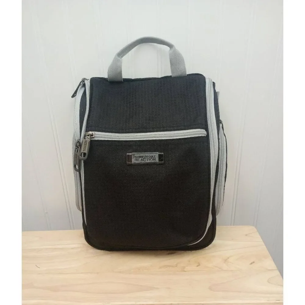 Kenneth Cole reaction, hang up, fold up, black, travel cosmetic- toiletry bag.